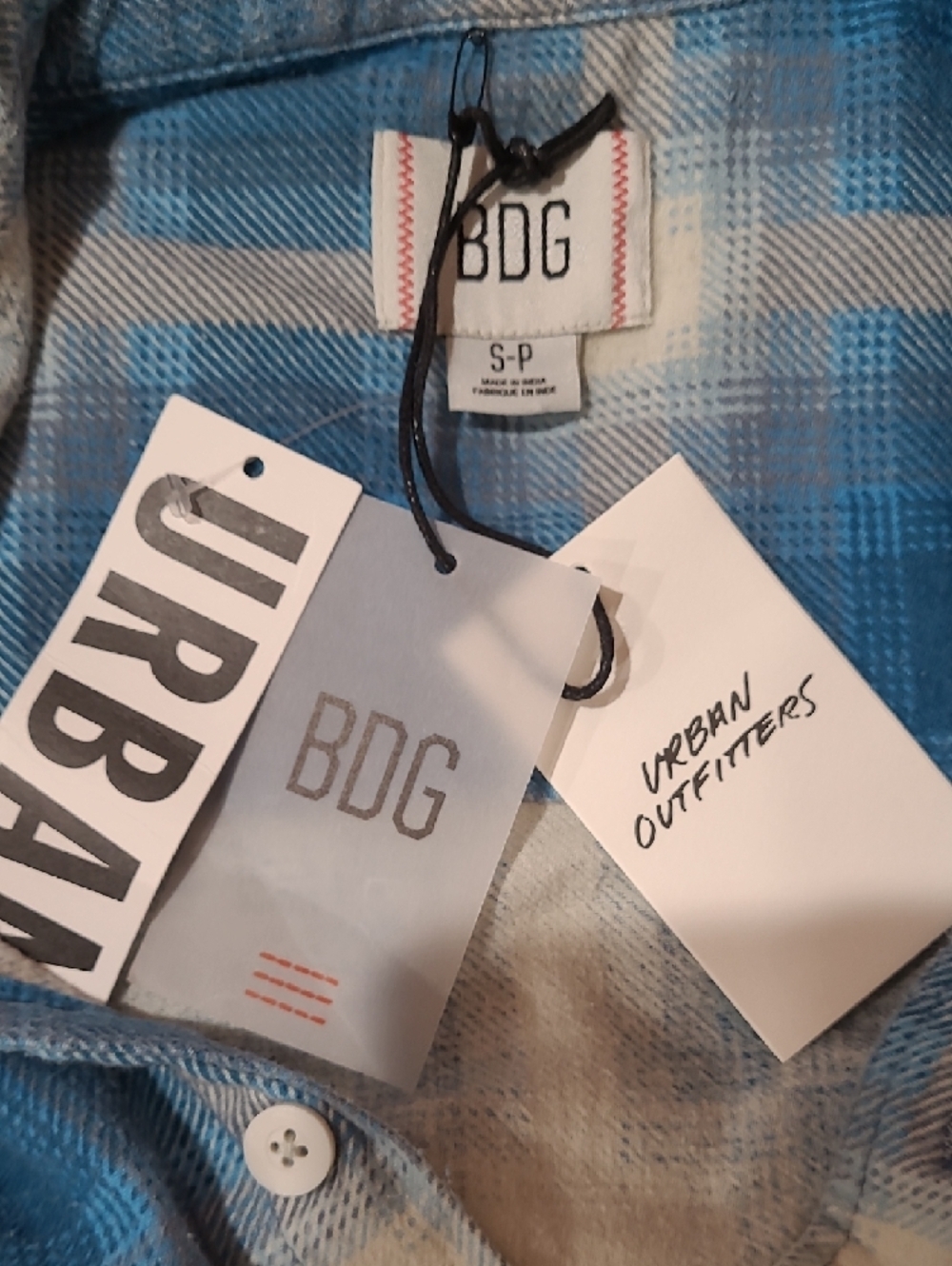 Urban Oufitter BDG Blue Vintage Plaid Button-Up Shirt - S-P - Picture 9 of 11